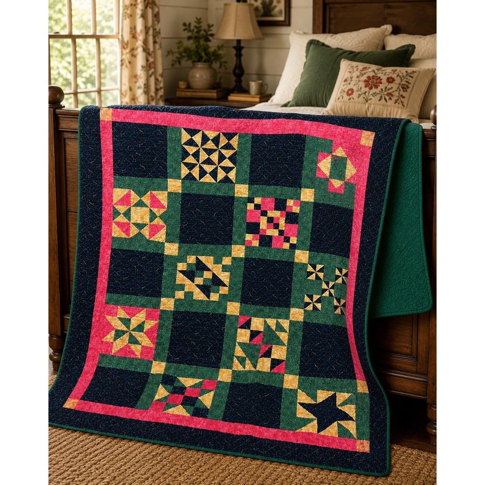 Vintage Patchwork Quilt 82x84 Full Queen Cottage Farmhouse Folk Art